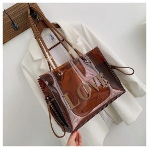 Túi xách trong suốt ánh nâu MC113